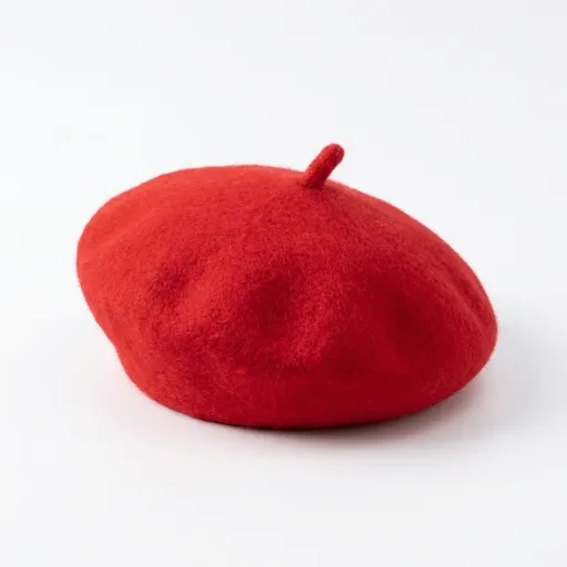Red beret-shaped pet hat