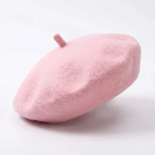 Pink beret-shaped pet hat