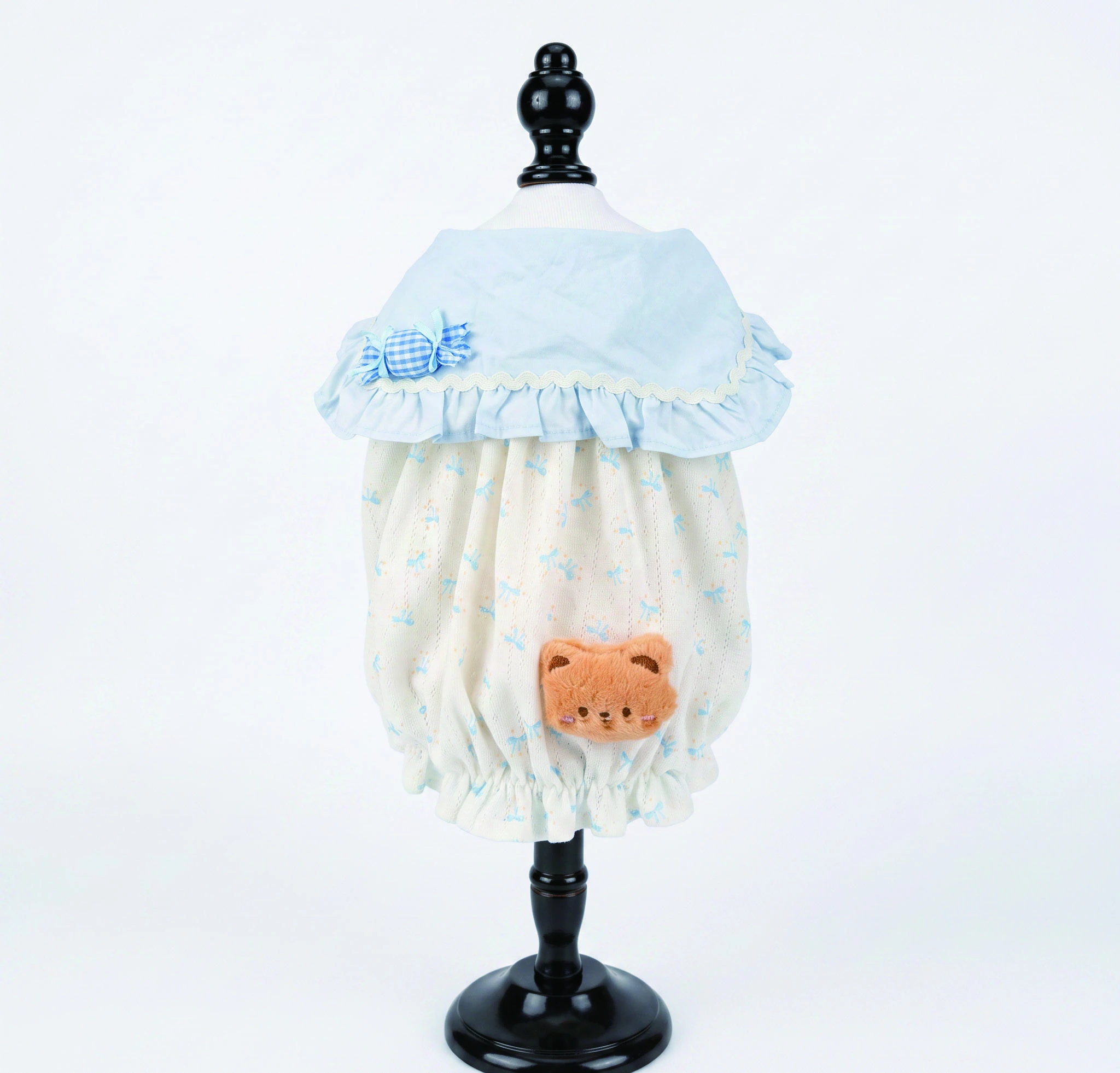 Pale Blue Bear Motif Top, overall design view