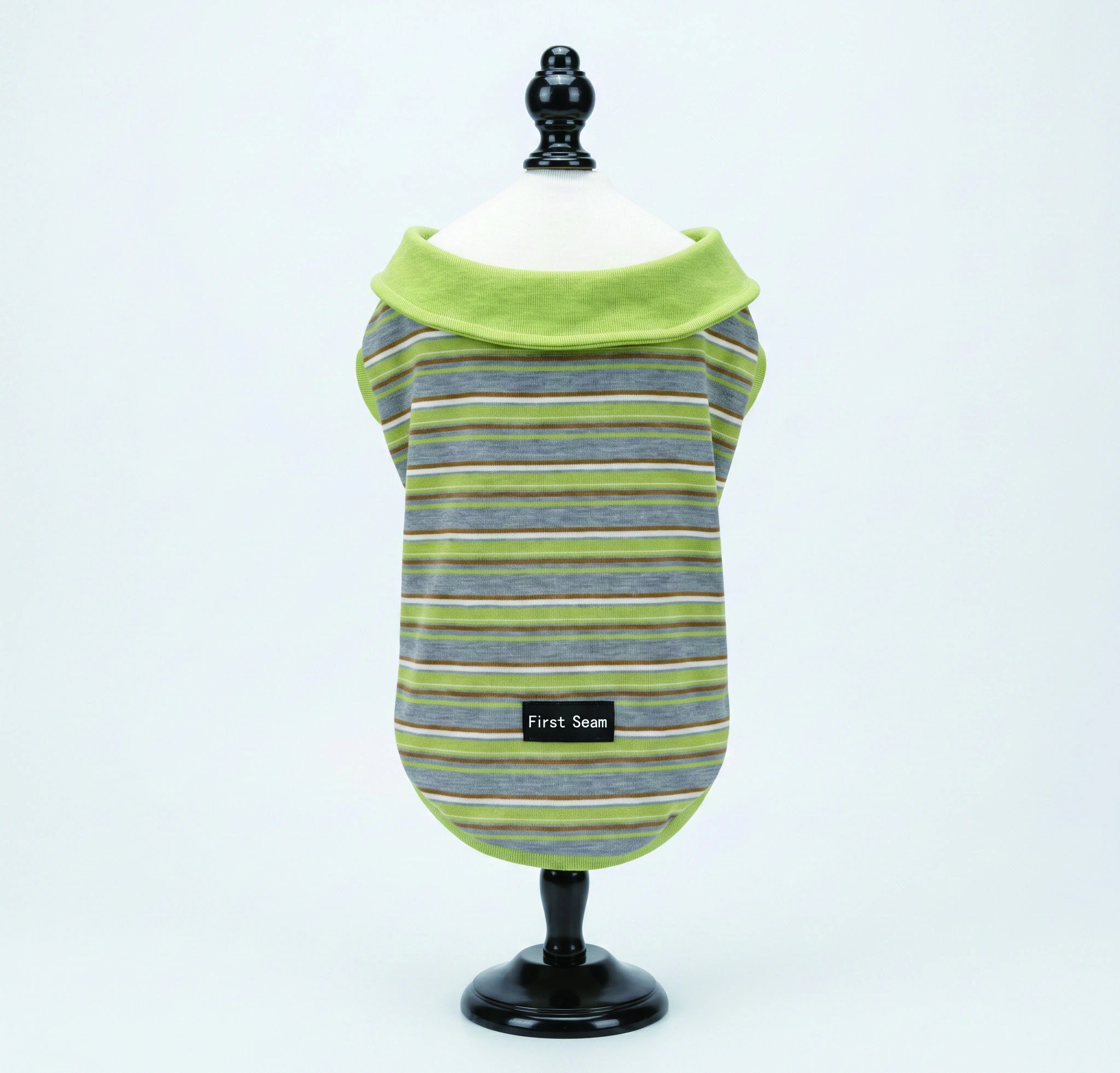 Lime Striped Collar Top, overall design view