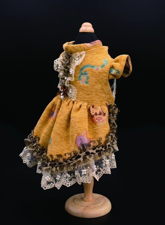 Ochre Bow Dress, side silhouette