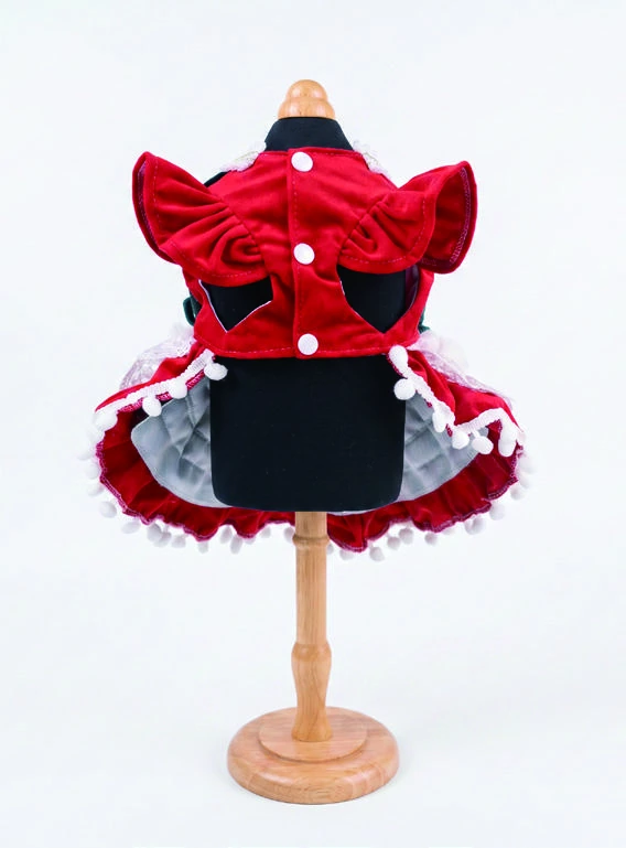 Emerald & Red Ribbon Dress, underside construction view