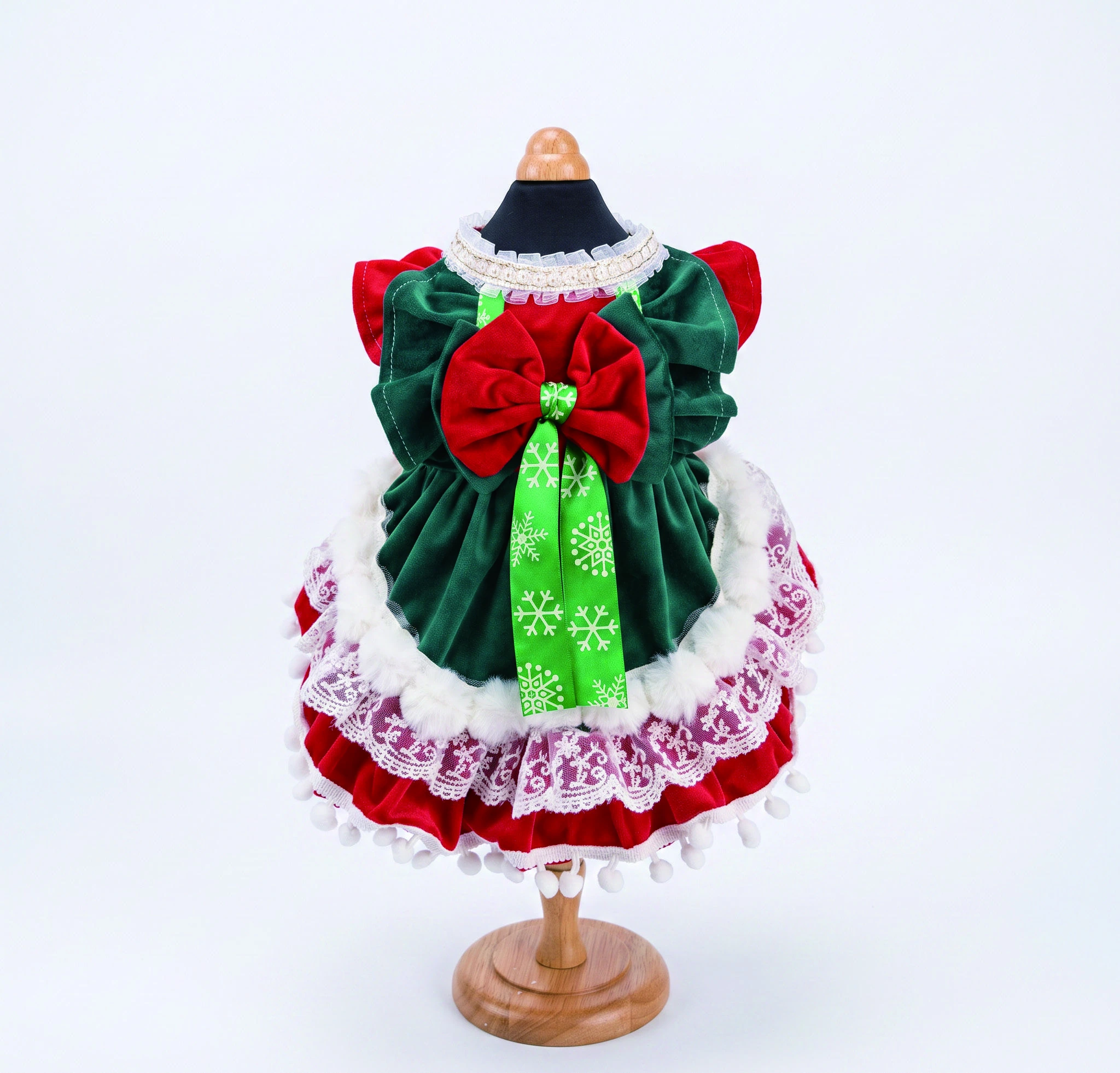Emerald & Red Ribbon Dress, overall design view