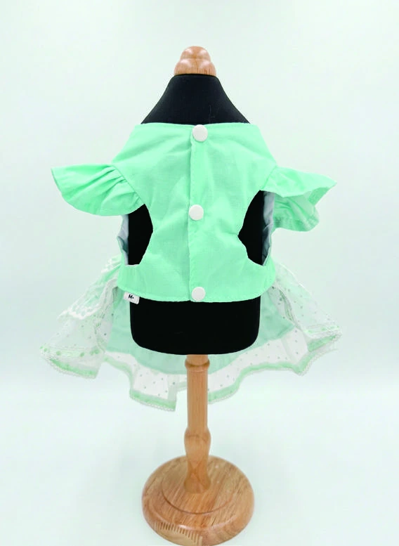 Mint Scalloped Lace Dress, underside construction view