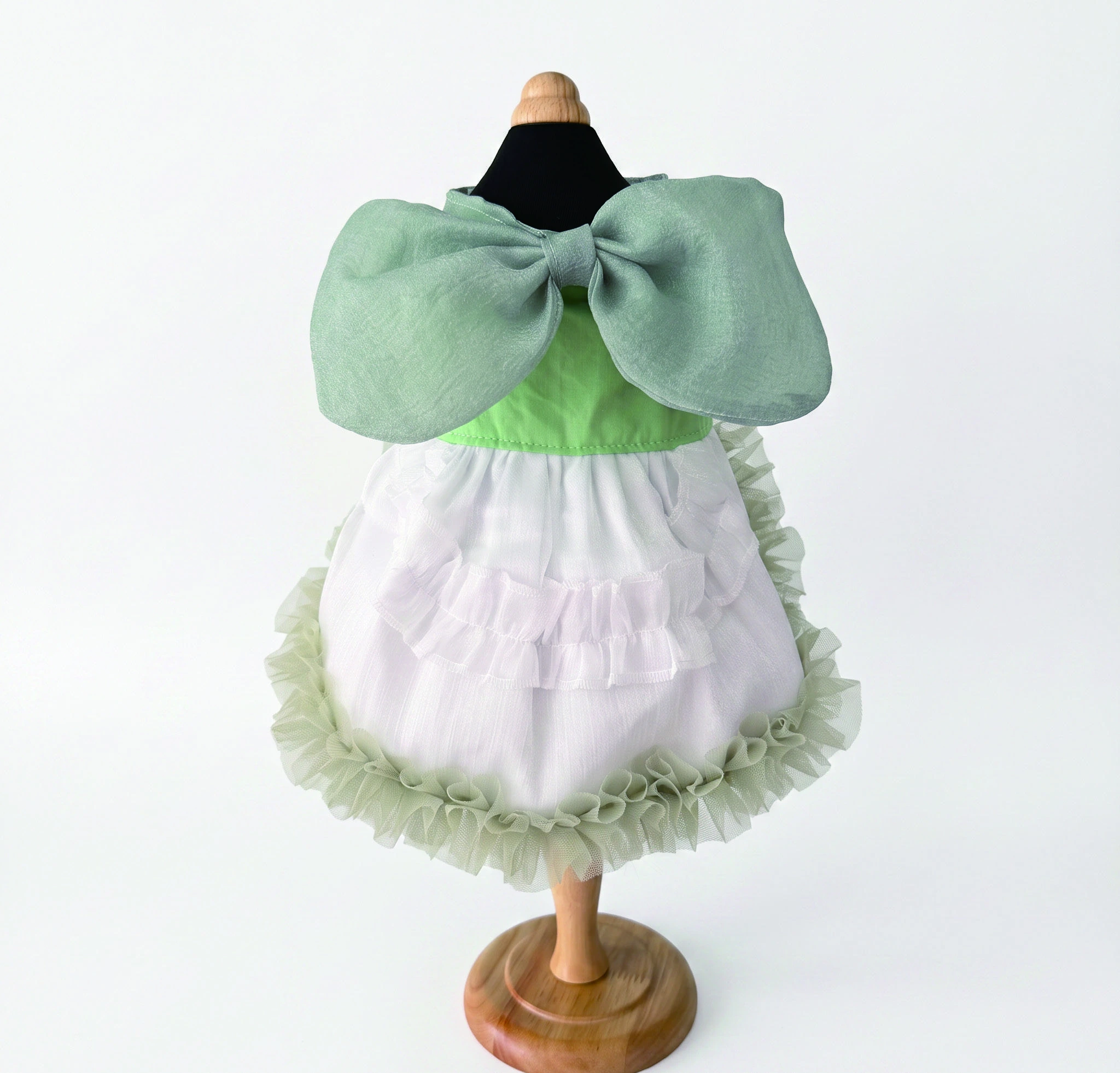 Sage & White Statement Bow Dress, overall design view