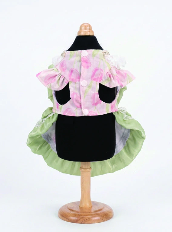 Sage Frill Dress, underside construction view