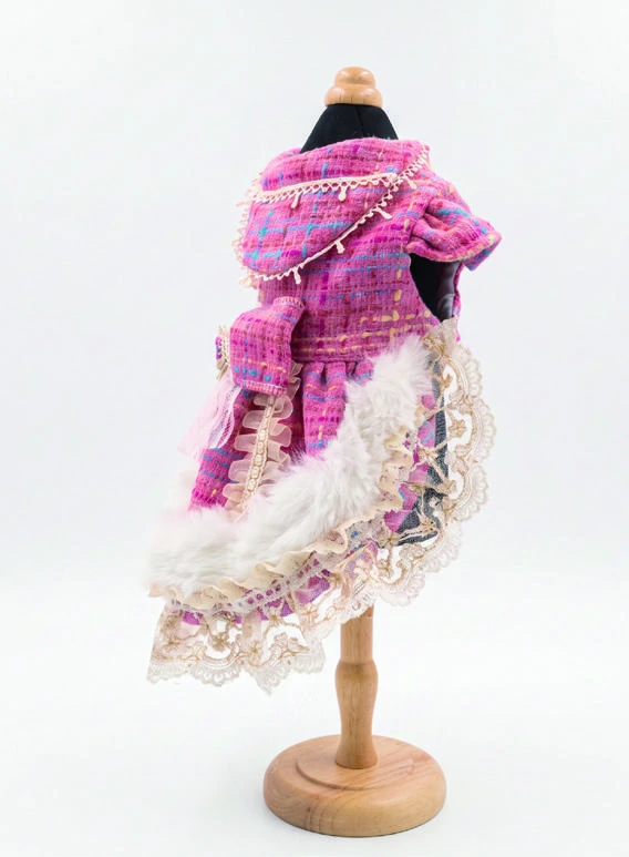 Berry Check Cape Dress, side view