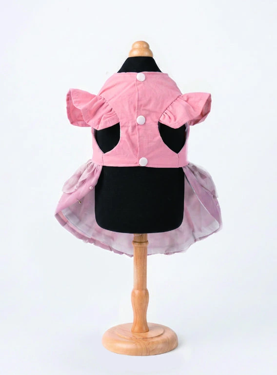 Dusty Pink Lace Bib Dress, underside construction view