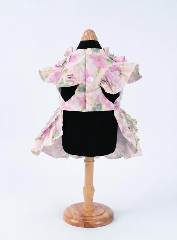 Pink Floral Lace Bow Dress, underside construction view