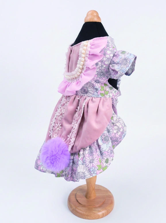 Pink Floral Pom-Pom Dress, side view