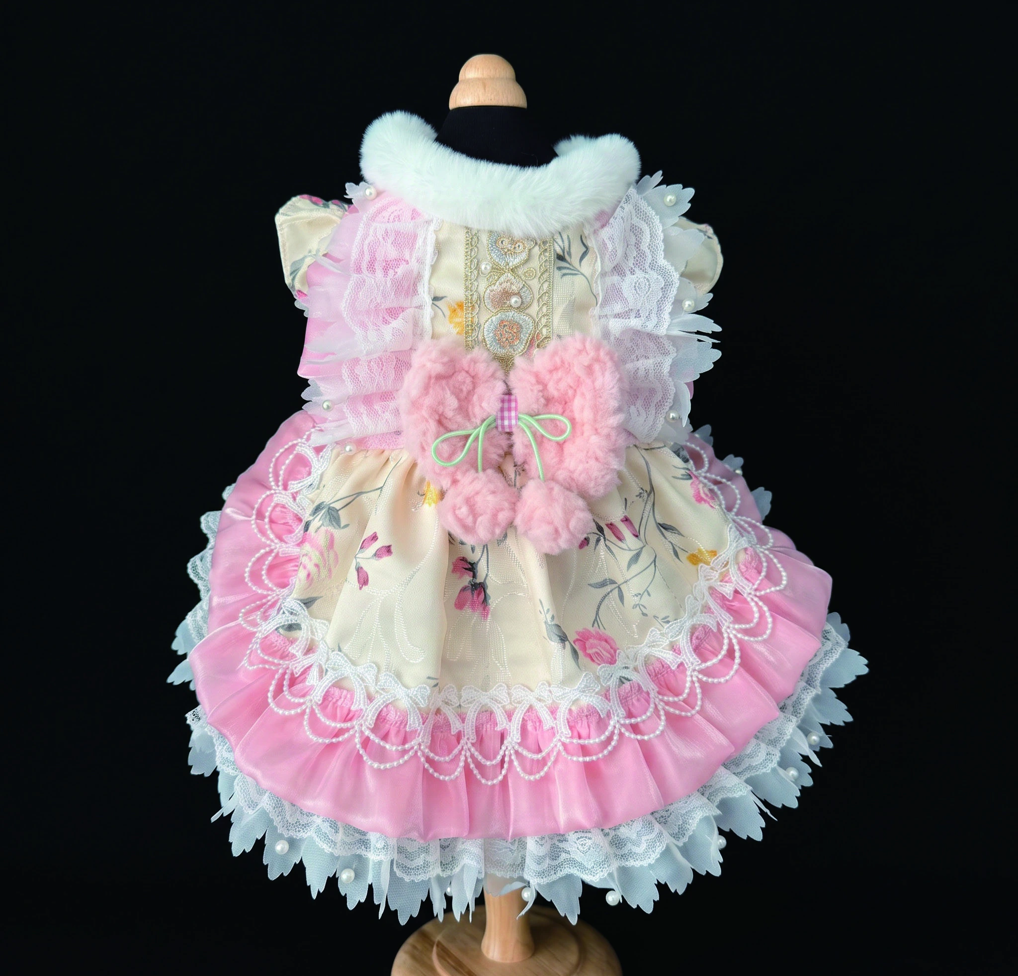 Pink & Mint Frill Collar Dress, overall design view