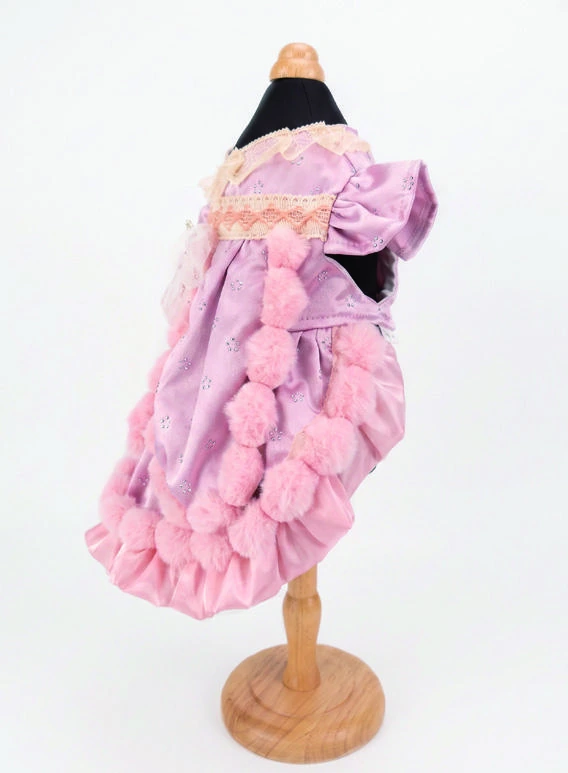 Mauve Pink Scallop Dress, side silhouette