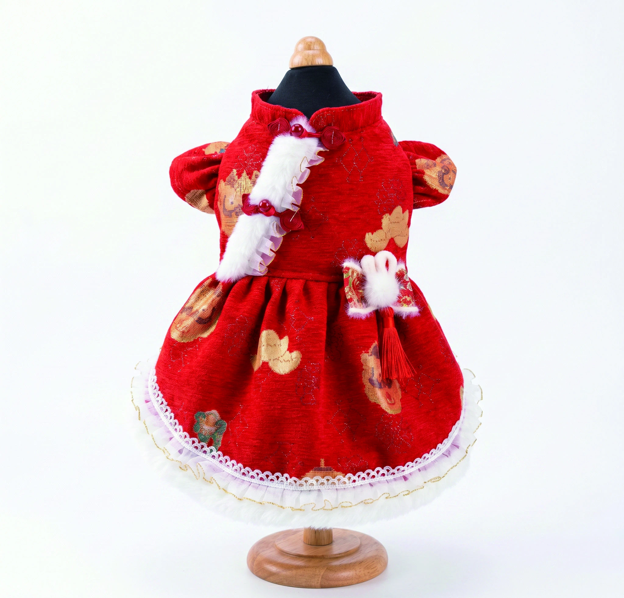 Red Cloud Motif Dress, overall design view