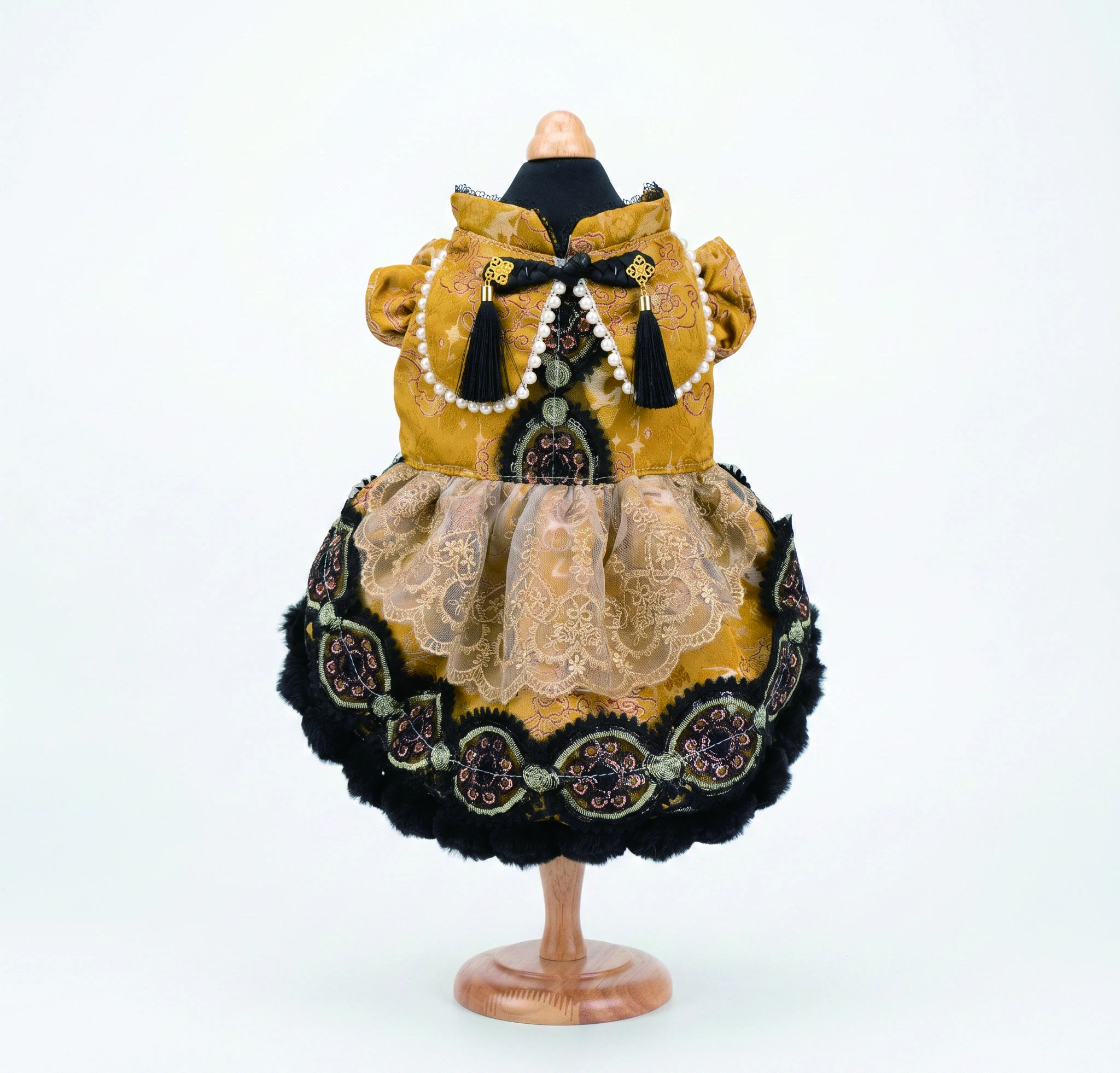 Ochre & Black Ornamental Dress, overall design view