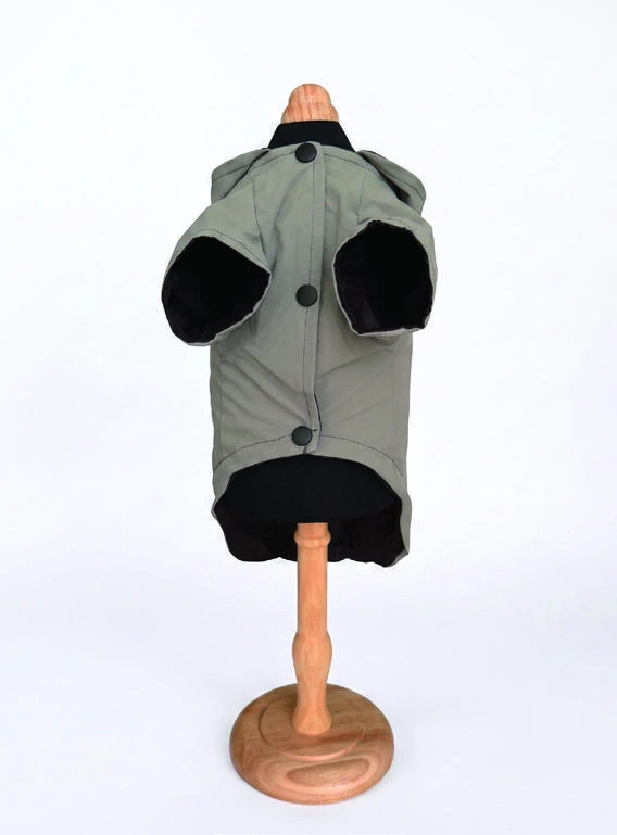 Sage Gray Hooded Layer, underside and openings