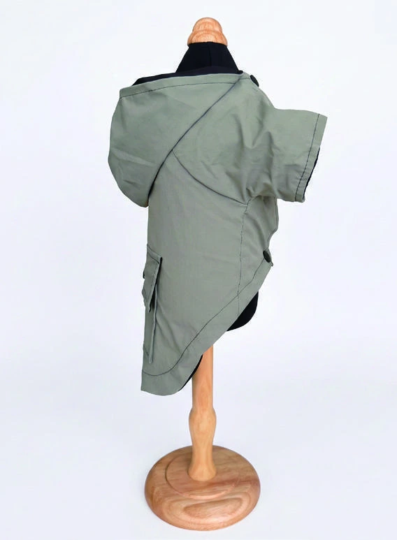 Sage Gray Hooded Layer, side silhouette